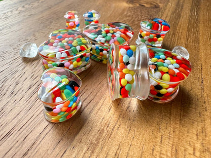 'Rainbow Sprinkle' Heart Plugs