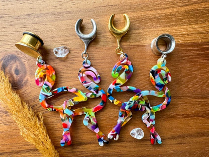 Rainbow Flamingos Plug Earrings