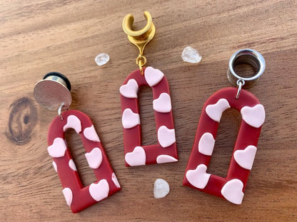 Red and Light Pink Heart Earrings