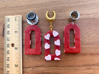 Red and Light Pink Heart Earrings