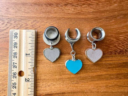 Rhodium Plated Teal Hearts
