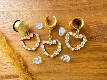 Romantic Floral Hearts Plug Earrings