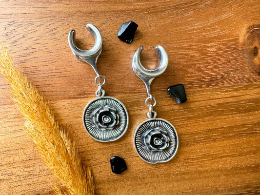Rose Medallion Dangles Plug Earrings