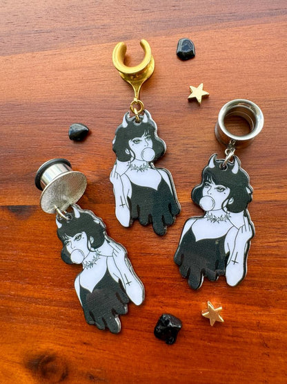 Sassy Goth Girl Plug Earrings