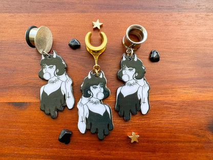 Sassy Goth Girl Plug Earrings