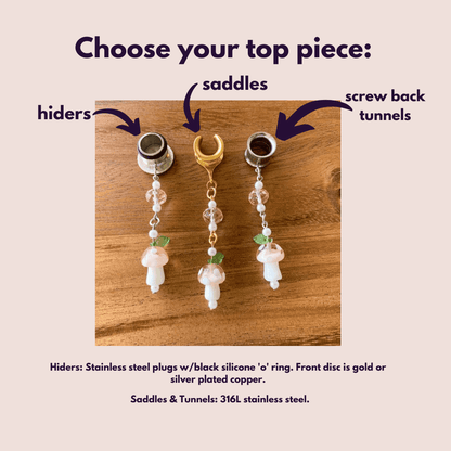 Glass Pink Mushroom Dangles