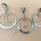 Silver Hoops With Crescent Moon Pendant
