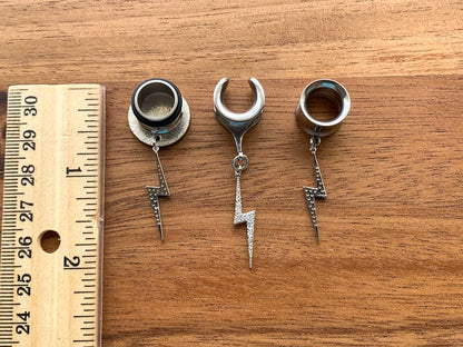 Silver Rhinestone Lightning Bolt Earrings