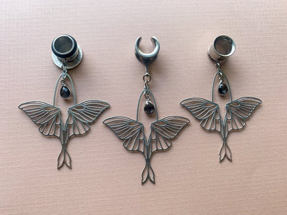 Silver Steel Luna Moth With Jewel Accent
