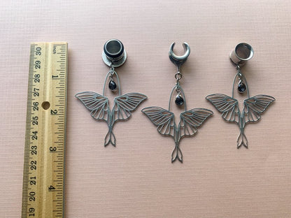 Silver Steel Luna Moth With Jewel Accent