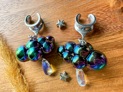 Silver Chroma Rainclouds Plug Earrings