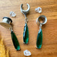 Silver & Green Elegant Tears Plug Earrings