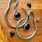 Silver Hangers w/ Rhodium Black Glass Charm