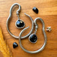 Silver Hangers w/ Rhodium Black Glass Charm