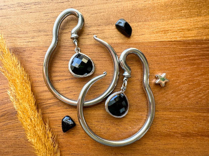 Silver Hangers w/ Rhodium Black Glass Charm