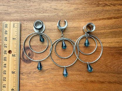 Silver Hoops w/ Blue Accents
