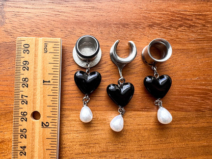 Silver Midnight Pearl Hearts