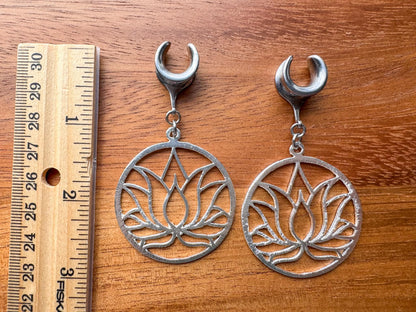 Silver Plated Lotus Hoops