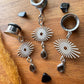 Silver Radiant Eyes and Gemstone Dangles Plug Earrings