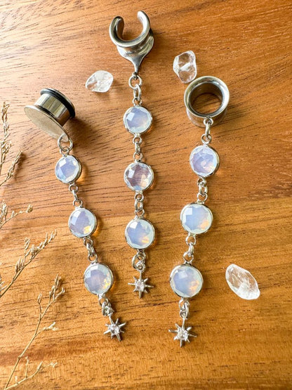 Silver 'Stargazer Skies' Plug Earrings