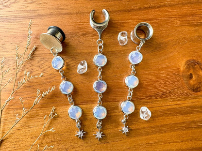 Silver 'Stargazer Skies' Plug Earrings