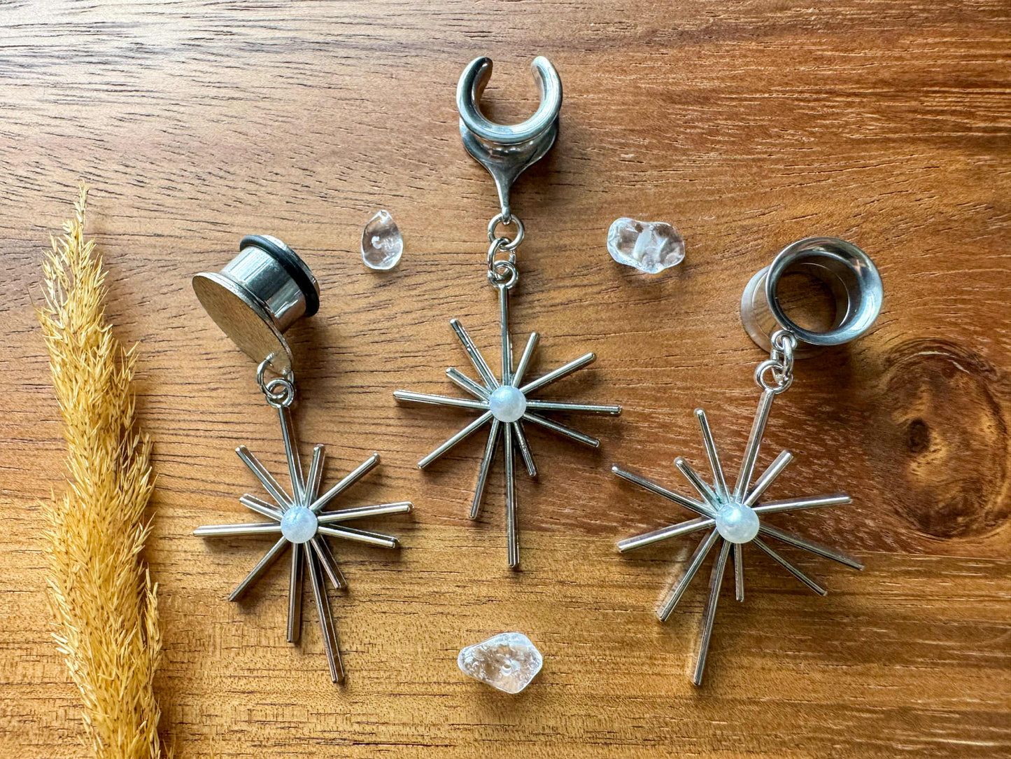 Silver Stars With Faux Pearl