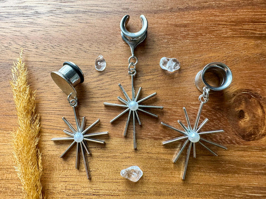 Silver Stars With Faux Pearl