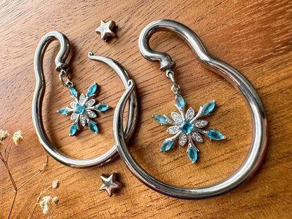 Silver Steel Hangers w/ CZ Snowflake