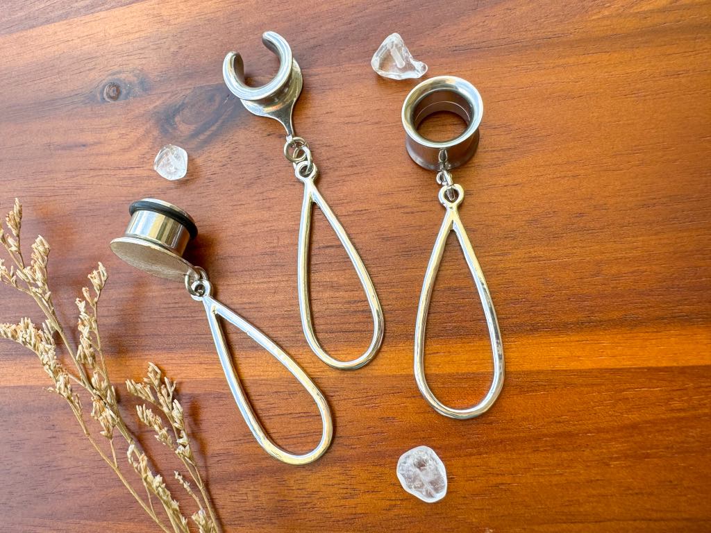 Silver Tear Drop Hoops