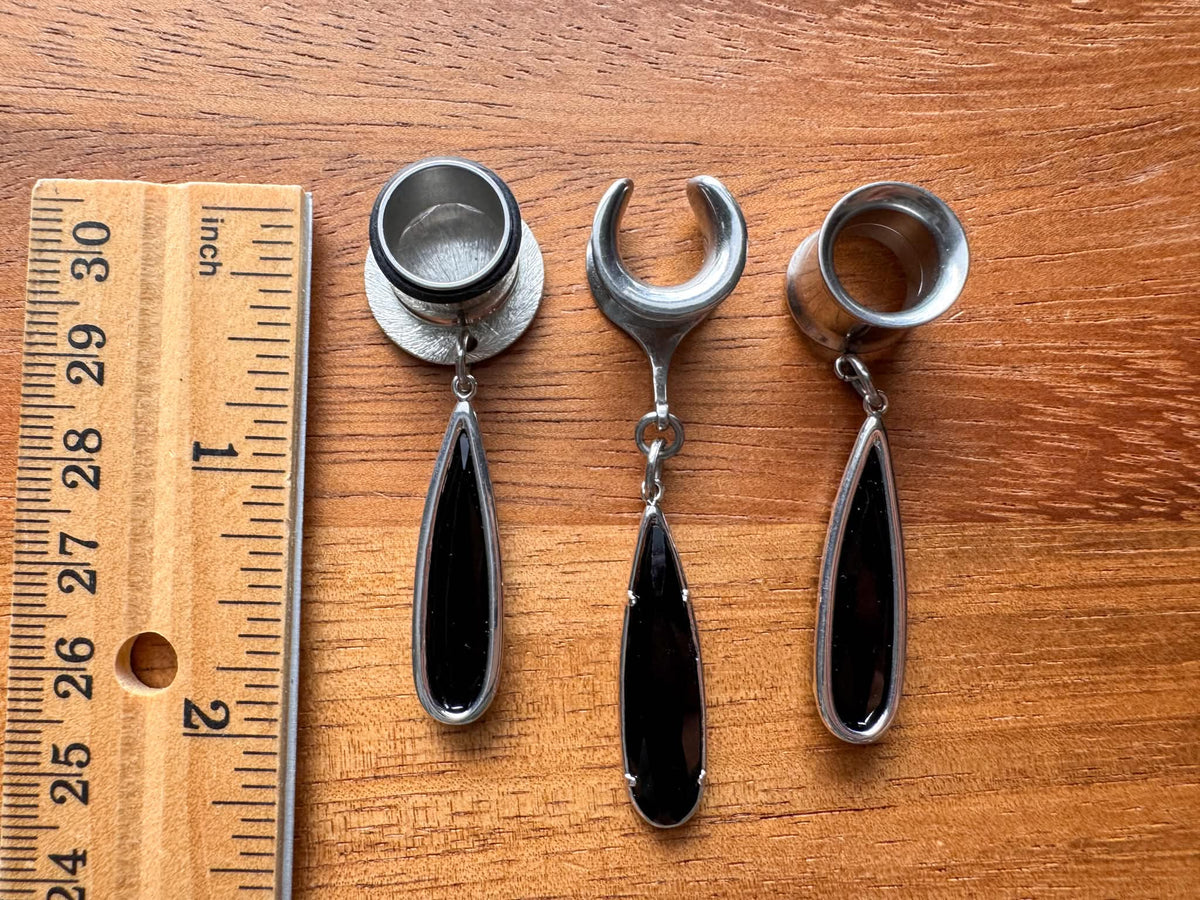 Silver Trimmed Black Glass Tears
