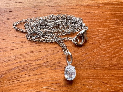 Silver Zircon Plugs With Matching Necklace