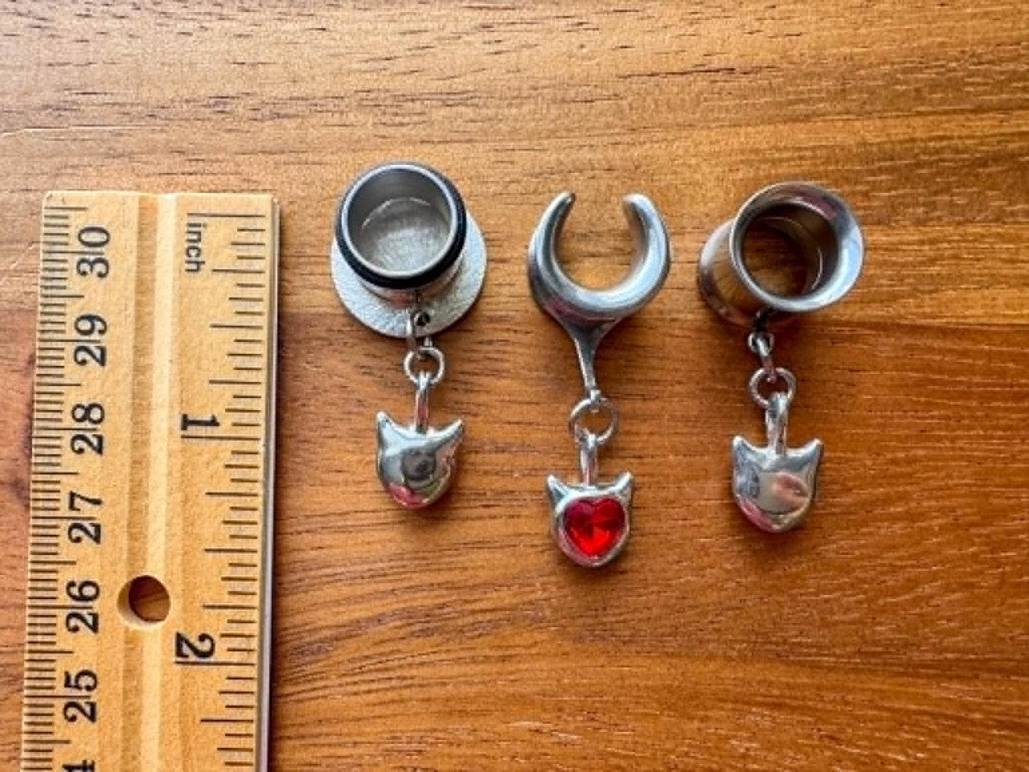 Silver and Red Devil Hearts