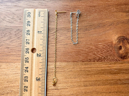 Silver or Gold Crescent Moon Chain Earrings