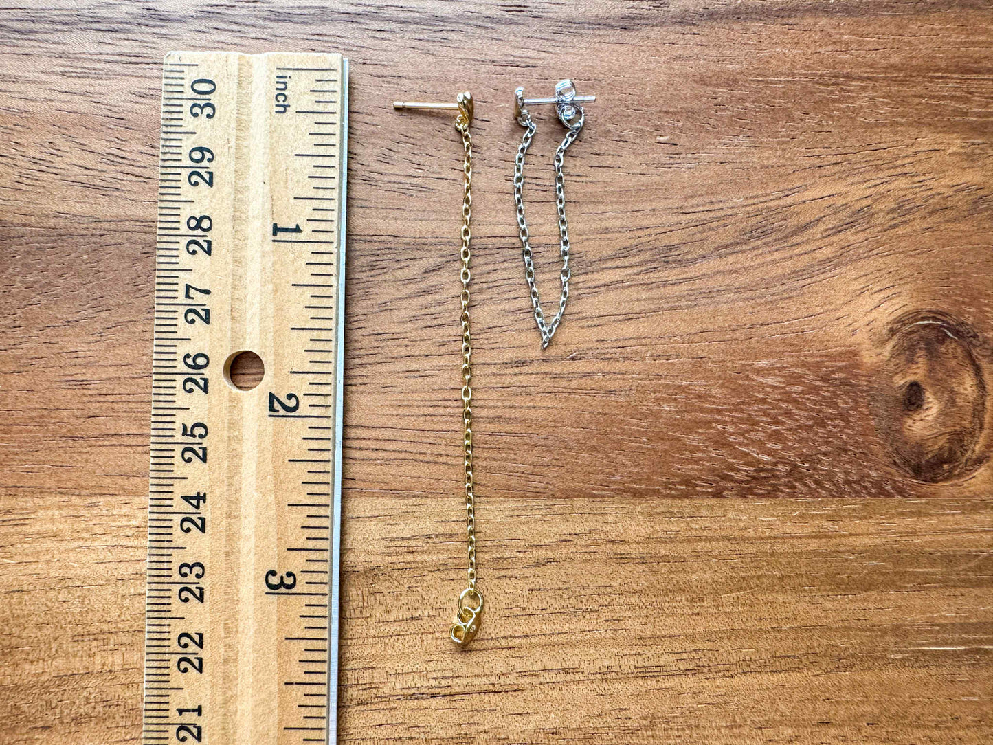 Silver or Gold Heart Chain Earrings