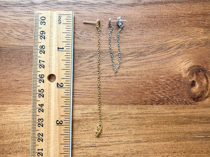 Silver or Gold Heart Chain Earrings