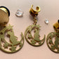 Small Brass Cat & Moon Dangles