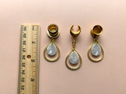 Small Gold Tears With White Acetate Dangle