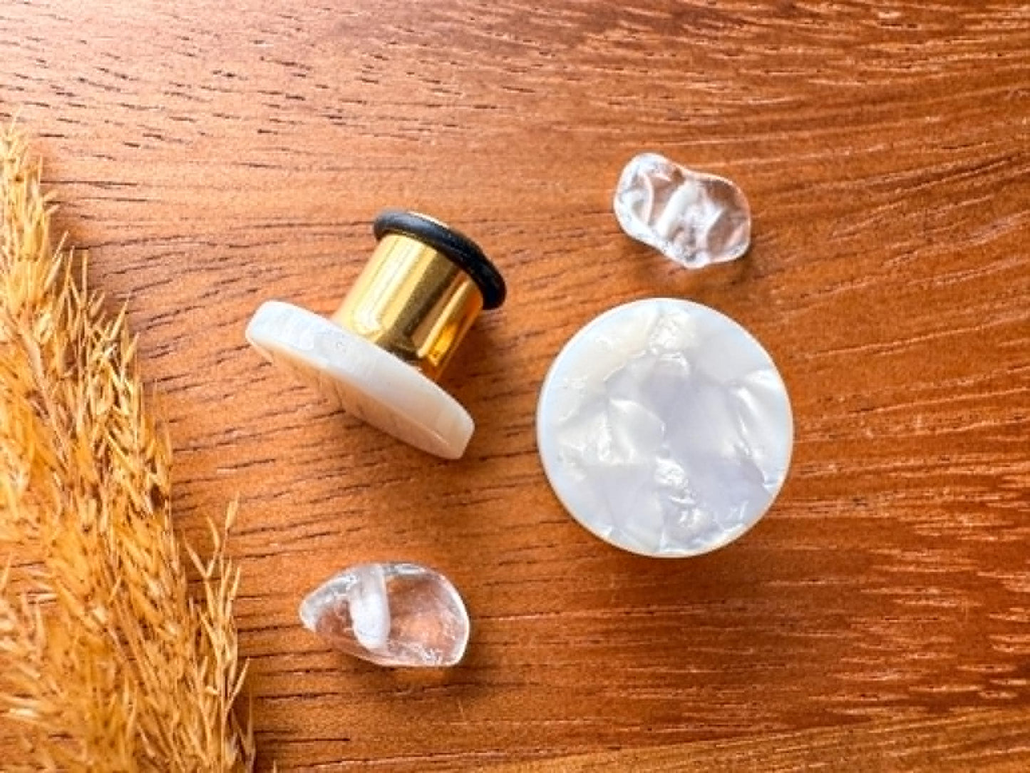 Small White Marble Stud Plugs Plug Earrings