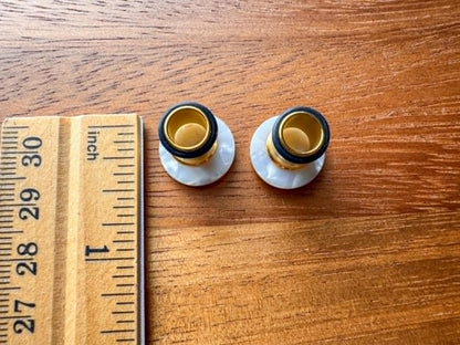Small White Marble Stud Plugs