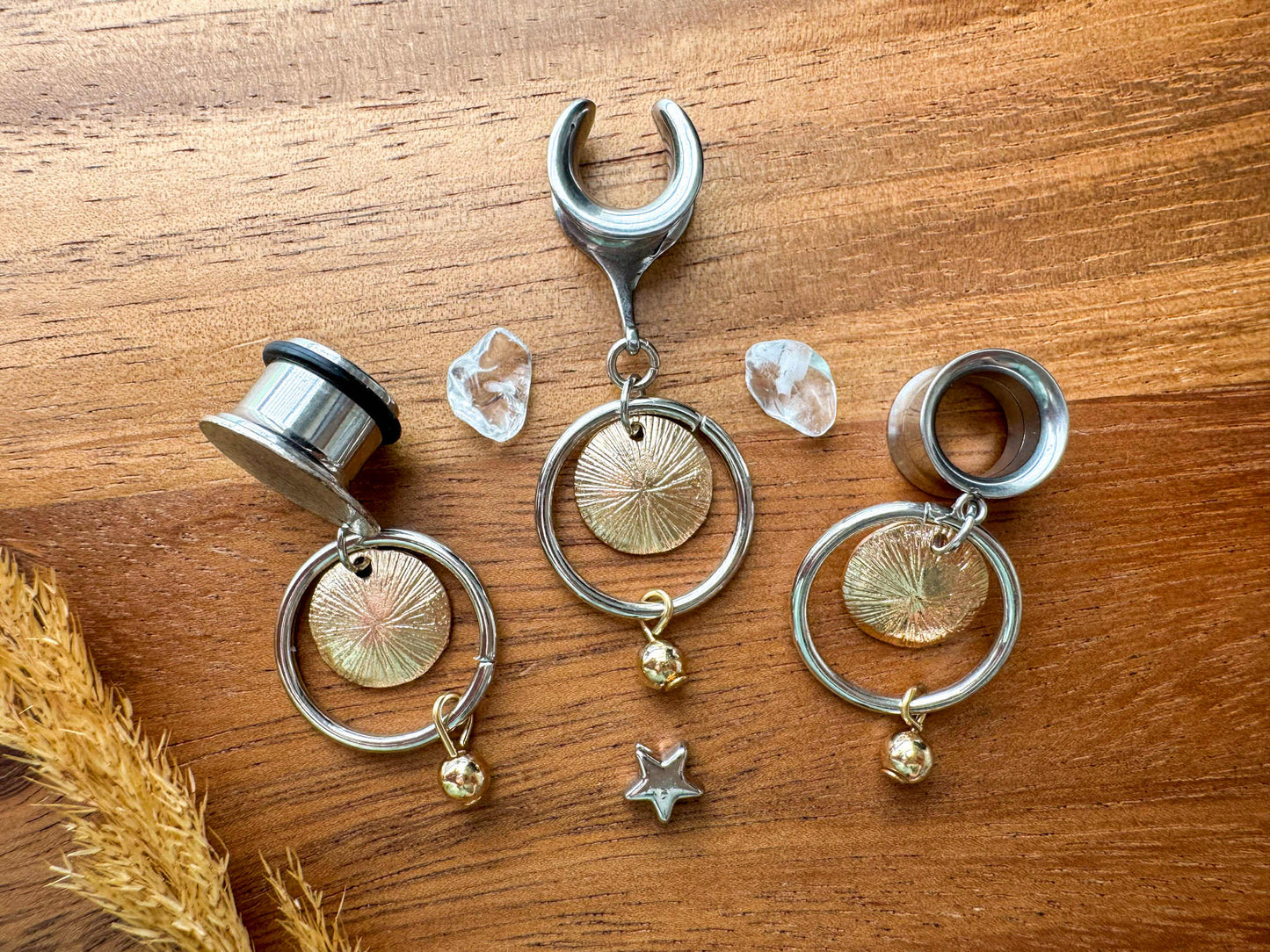 Small Mixed Metal Hoops Plug Earrings