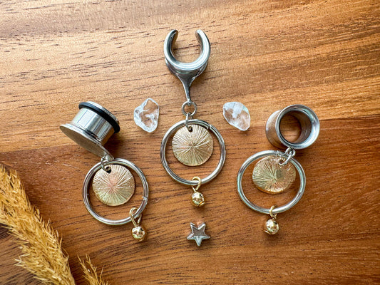 Small Mixed Metal Hoops Plug Earrings