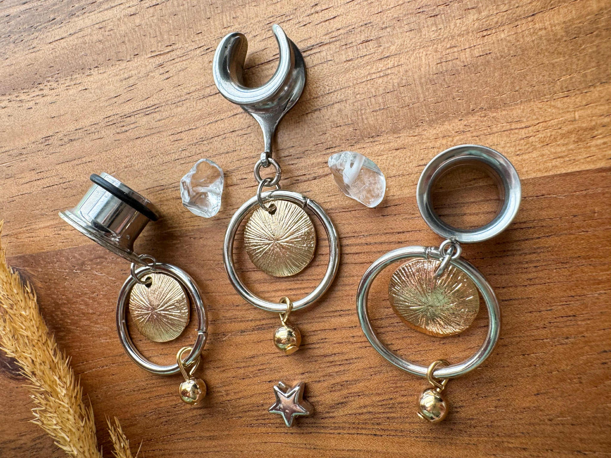 Small Mixed Metal Hoops Plug Earrings