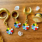 Small Rainbow Daisies Plug Earrings