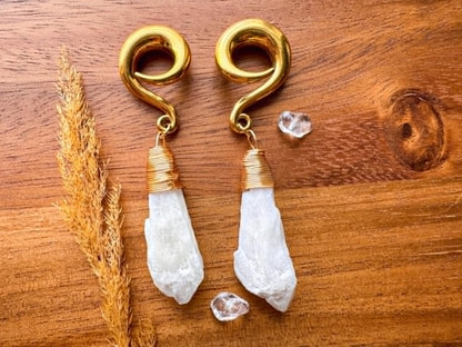 Snow Quartz Dangles Plug Earrings