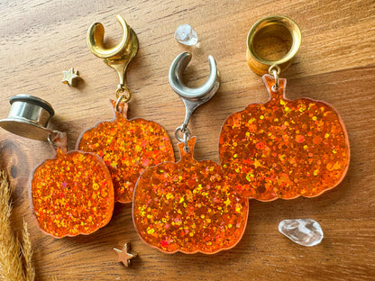 'Sparkling Harvest' Pumpkins Plug Earrings