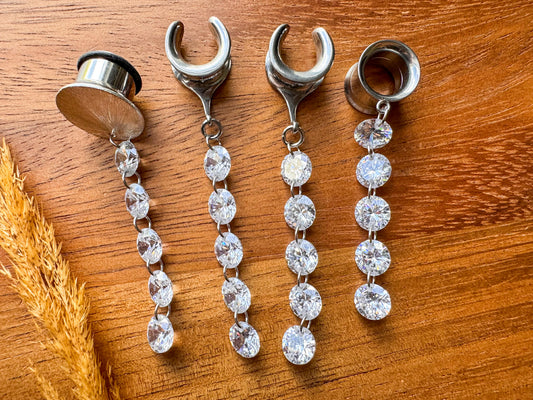 Sparkly Faux Diamond Dangles Plug Earrings
