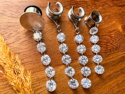 Sparkly Faux Diamond Dangles Plug Earrings