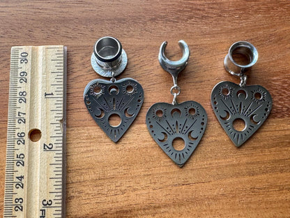 Stainless Steel Crescent Moon Hearts