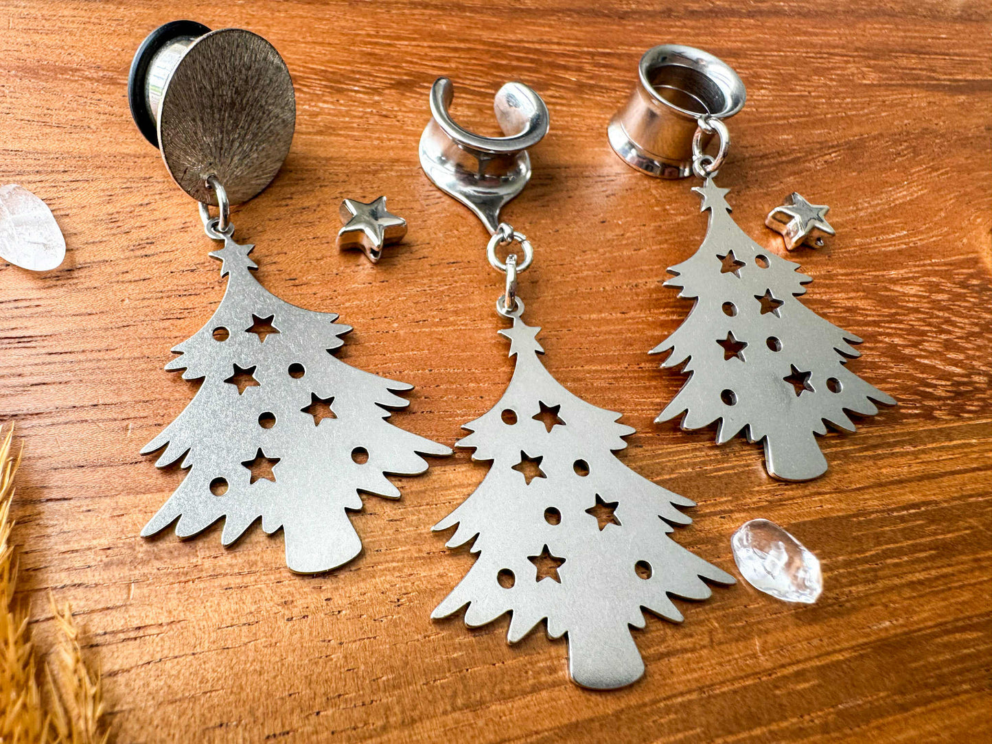 Steel Christmas Trees Plug Earrings