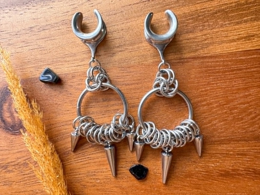 Steel Gothic Hoops Plug Earrings